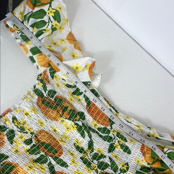 8 OAK LANE Sz M Orange Grove Smocked Tiered Dress Cotton Flutter Sleeve - Picture 10 of 13
